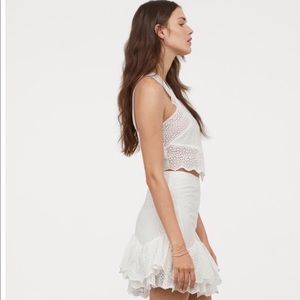 H&M White Lace Mini Skirt